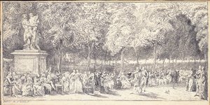 Et møte i Tuileries Gardens rundt en statue, 1760 av Gabriel de Saint Aubin