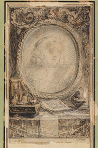 Allegorisk ramme med en flaggermus, ca. 1769 (penn- og blekktegning)