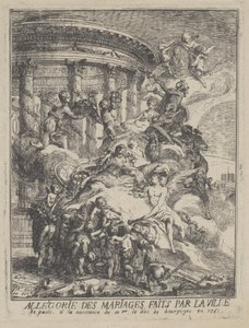 Allegori om ekteskap laget av byen Paris ved fødselen til hertugen av Burgund, 1751 av Gabriel de Saint Aubin