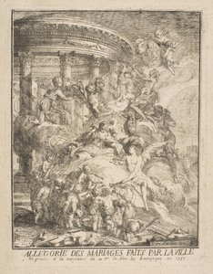 Allegori om ekteskap inngått av byen Paris ved fødselen av hertugen av Burgund, 1752. av Gabriel de Saint Aubin