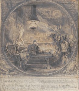 Kong Christian VIIs besøk på Det kgl. Det franske kunstakademiet i Paris, 8. nov. 1768. av Gabriel de Saint Aubin