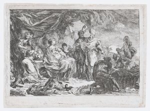 Laban søker etter husgudene sine, ca. 1753. av Gabriel de Saint Aubin
