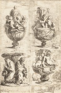 De fire vasene, 1754. av Gabriel de Saint Aubin