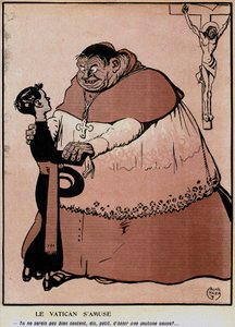 Tegneserie i den franske politiske humordagboken «L'plate au beurre»» spesial Vatikanet (n°242 av 18. november av Gabriele (1865 1937) Galantara
