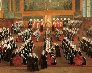 Board of Pregadi i Ducal Palace, av Gabriele Bella (1730-1799), Detalj av Gabriele Bella