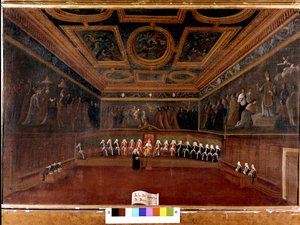 Council of Ti ved Doges Palace på 1700-tallet - Sala Del Consilgio di Dieci 1725 - The Room of the Council of Ten, Doges 