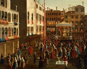 Italia, Veneto, Venezia, Fair på Campo San Luca av Gabriele Bella