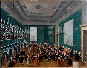 Cantata delle putte fra Ospitali-gruppen av foreldreløse barn samlet på sykehus i Venezia og utgjorde en del av kor på Antonio Vivaldis tid. Maleri av Gabriel Bella (1730-1799) Palazzo Querini Stampalia Venezia fra 1700-tallet