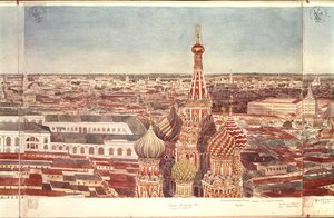 Panorama over Moskva, som viser St. Basil-katedralen, 1819 (wc på papir) (se 170139-170146)