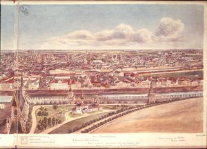 Panorama av Moskva, som viser Kreml-murene og Moskva-elven, 1819 (wc på papir) (se 170139-170145)