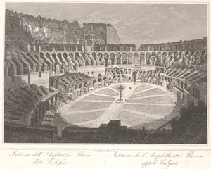 Inne i det flaviske amfiteateret kalt Colosseum av Gaetano Cottafavi