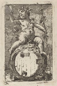 Spedbarnet Bacchus på en vintønne