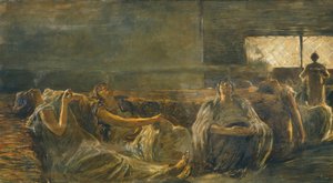 Opiumsrøykerne, av Gaetano Previati (1852–1920). av Gaetano Previati