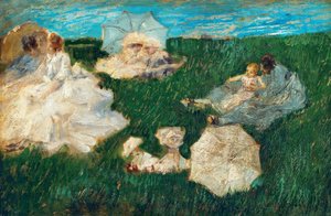 Kvinne med barn i hagen, 1896,