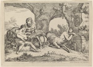 Chiron lærer musikk til Achilles av Gaetano Zompini after Giovanni Benedetto Castiglione
