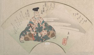 En poet og Mount Fuji fra vårregnsamlingen Harusame shu, vol. 3, ca. 1820-årene. av Gakutei