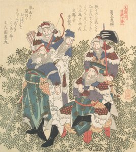 Five Great Soldiers of Shoku, 1800-tallet. av Gakutei