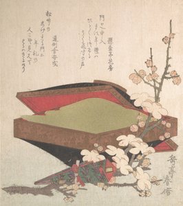 Plommeblomster og kakeboks, 1819. av Gakutei