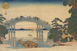 Steinbroen over Aji-elven, Osaka, 1838. av Gakutei