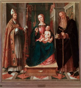 Madonna og barn mellom St Biagio og St Anthony the Abbed (maleri av Galeazzo Campi