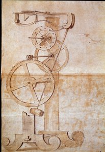 Se en veiende pendel studert av den italienske astronomen og fysikeren Galileo Galilei dit Galilee (1564-1642) i 1638 for å måle tid. Tegning. Firenze, Nasjonalbiblioteket