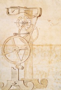 Tegning av Galileos pendelklokke, manuskript av Galileo Galilei (1564-1642), 85 gal, f 50 r.