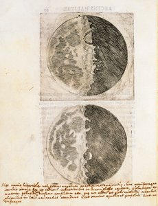 Sidereus Nuncius (Starry Messenger) med tegninger av månens faser og overflate av Galileo Galilei