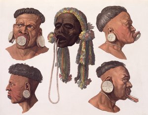 Hoder av Botocudos-indianere (fargegravering)