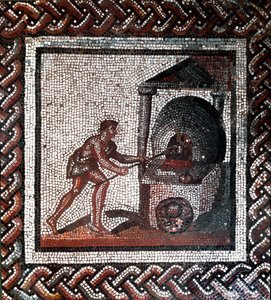 Brødbakingsscene. (mosaikk, slutten av 2., begynnelsen av 3. århundre) av Gallo Roman
