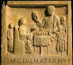 Relieff som skildrer fest, romersk sivilisasjon av Gallo Roman