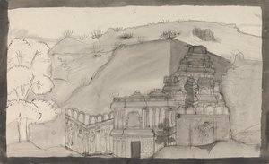 Interiør i et Ellora Cave Temple av Gangaram Chintaman Tambat