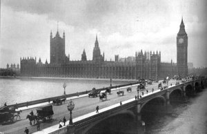 Houses of Parliament og Westminster Bridge, 1919 av Garratt and Atkinson