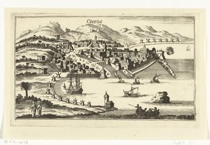 Utsikt over Chios Topografiske bilder av havner, byer og øyer i Middelhavet (serietittel) av Gaspar Bouttats