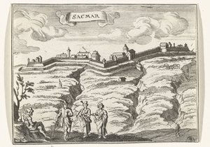 Utsikt over Satu Mare Topografiske bilder av Østerrike, Ungarn og Balkan (serietittel) Kort beskrivelse, og aen-wysinghe der placesen i desen boeck, med deres teghen-ord, stående, relevant uyt-ghebeldt, i Oostenryck (se av Gaspar Bouttats