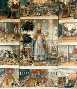 Altertavle av livet til Saint Nicholas of Myra eller Bari (270-345) av Gaspar Miguel de Berrio