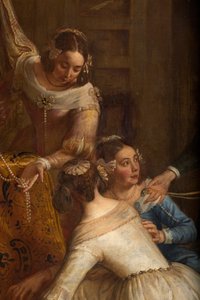Sognekirke (Eglise Saint-Brice). Paintin "Erkehertugen Isabel av Spania gir smykkene sine til basilikum Saint-Martin av Halle". Gaspar de Crayer. av Gaspar De Crayer