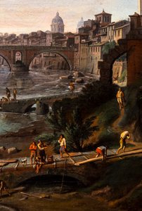 Roma, Tiberinaøya, ca. 1691/1700 (olje på lerret) av Gaspar van (1653-1736) Wittel