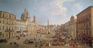 Utsikt over Piazza Navona, maleri av Gaspar van Wittel eller Gaspare Vanvitelli (1652 eller 1653-1736), olje på lerret, Italia av Gaspar van Wittel
