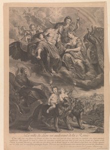 Lyon drar for å møte dronningen La ville de Lion va audevant de la Reine (tittel på objekt) av Gaspard Duchange