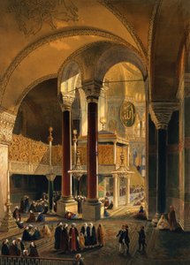 Hagia Sophia, plate 8: Imperial Gallery and box, gravert av Louis Haghe (1806-85) publisert 1852