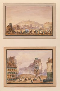Angrep på Clos Saint-Lazare i juni 1848 og angrepet på barrikaden ved inngangen til Faubourg Saint-Antoine med general Francois de Negriers død (1839-1913) 25. juni 1848 (gouach) av Gaspard Gobaut