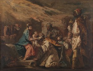 Tilbedelse av magiene av Gasparo Diziani (attributed to)