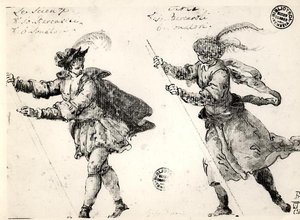 Design for båtmennes festivalkostymer (kull på papir) (s/hvitt foto)