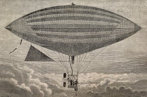 Elektrisk ballong med propell, en prototype av Gaston (18473-1899) og Albert Tissandier (1839-1906), Paris, Frankrike, gravering fra L