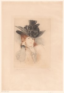 Portrett av en ukjent dame med hatt av Gaston Darbour