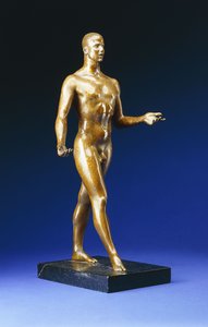 Man Walking - Portrait of Lincoln Kirstein, ca. 1933 (pakke forgylt bronse på årebase av svart marmor)