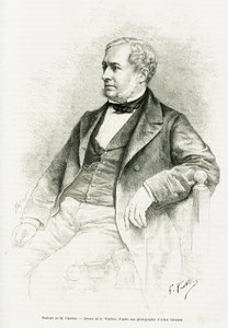 Portrett av Edouard Charton. Gravering av G.Vuillier, etter et fotografi av Adam Salomon, for å illustrere artikkelen med tittelen M. Charton av Paul Laffite i le tour du monde 1890, redigert av Edouard Charton (1807-1890), Hachette, Paris. av Gaston Vuillier