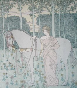 Nausicaa, illustrasjon fra bok 6 av Odyssey, oversatt av Lecomte de l