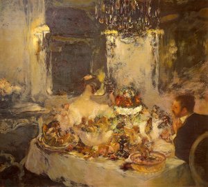 Champagne, av Gaston La Touche (1851-1913), olje på lerret