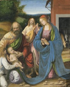 Detalj av fødselen og nattverden, Polyptic, 1511 (detalj av 3704244) av Gaudenzio Ferrari